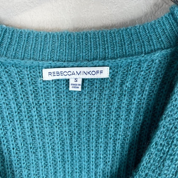 Rebecca Minkoff‎ Women's V-Neck Pullover Sweater Long Sleeve Blue Small Chunky - Picture 8 of 11